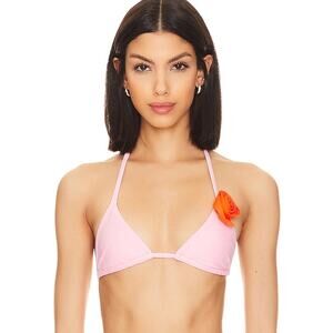 More to Come Lucia Bikini Pink Rosette Swimsuit Sz M includes top and bottom!